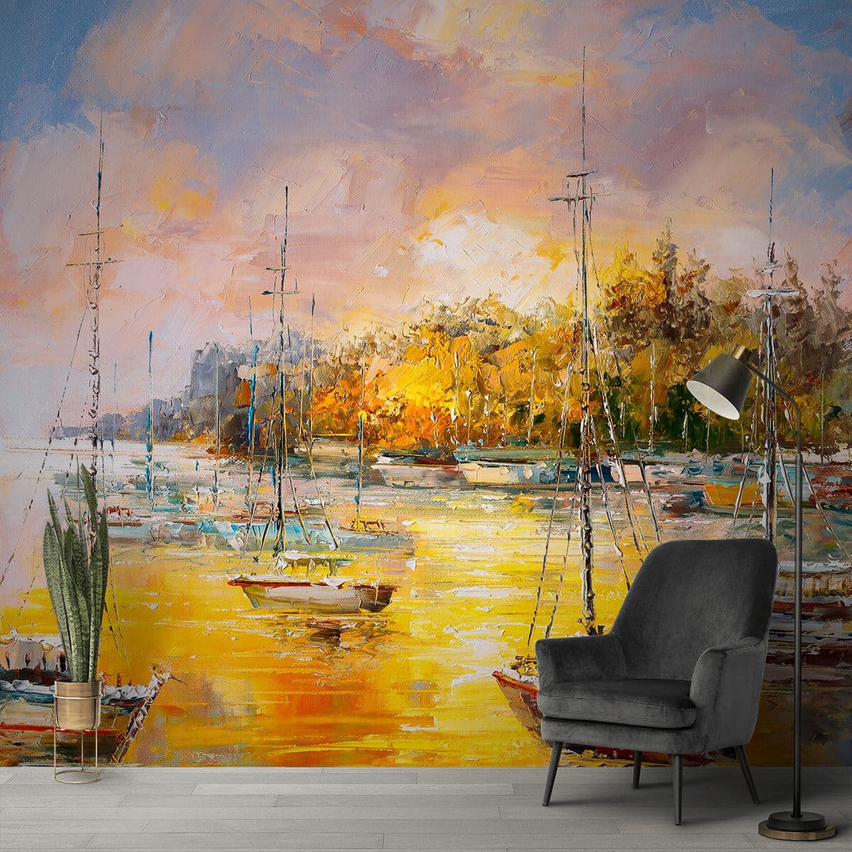Bedroom Harbour Beauty Wallpapers shown in a room