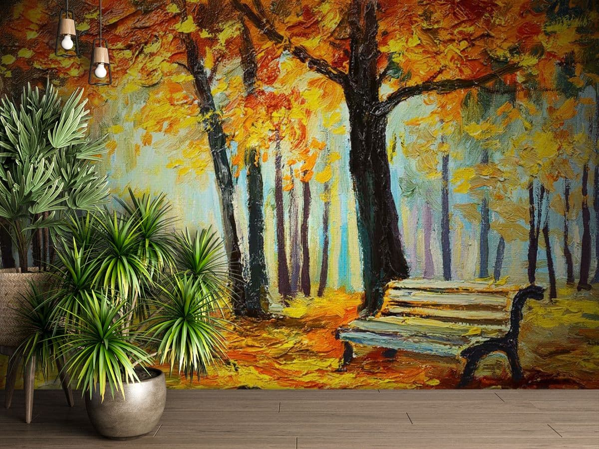 Bedroom Bliss Mural Painting of a bench shown in a room