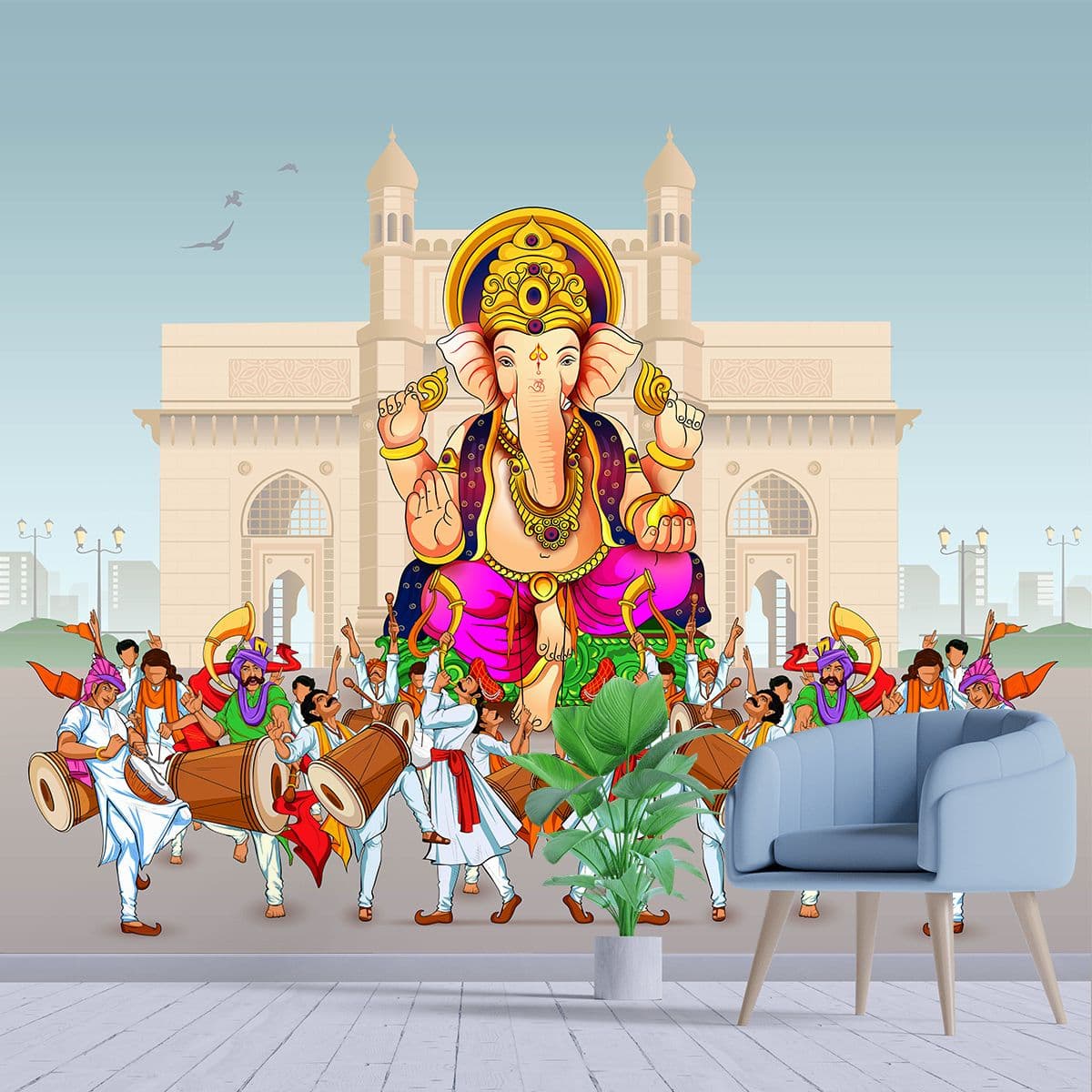 Ganpati Bappa Wallpaper for Wall shown in a room