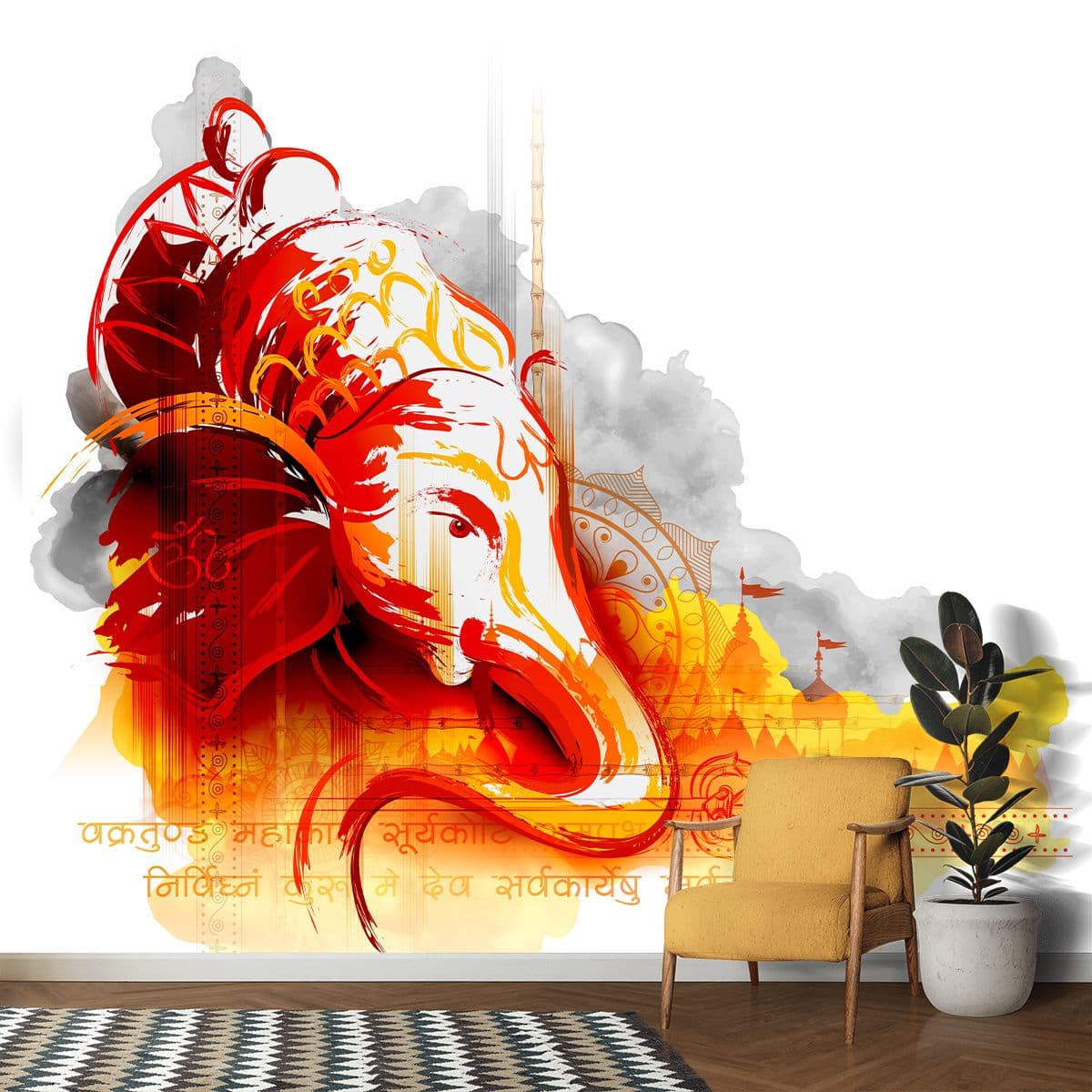 Ganesh ji Wallpaper for Wall shown in a room