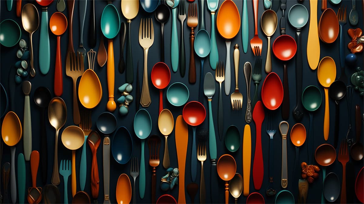 Spoon Themed 3d Wallpaper for Restaurant pattern detail