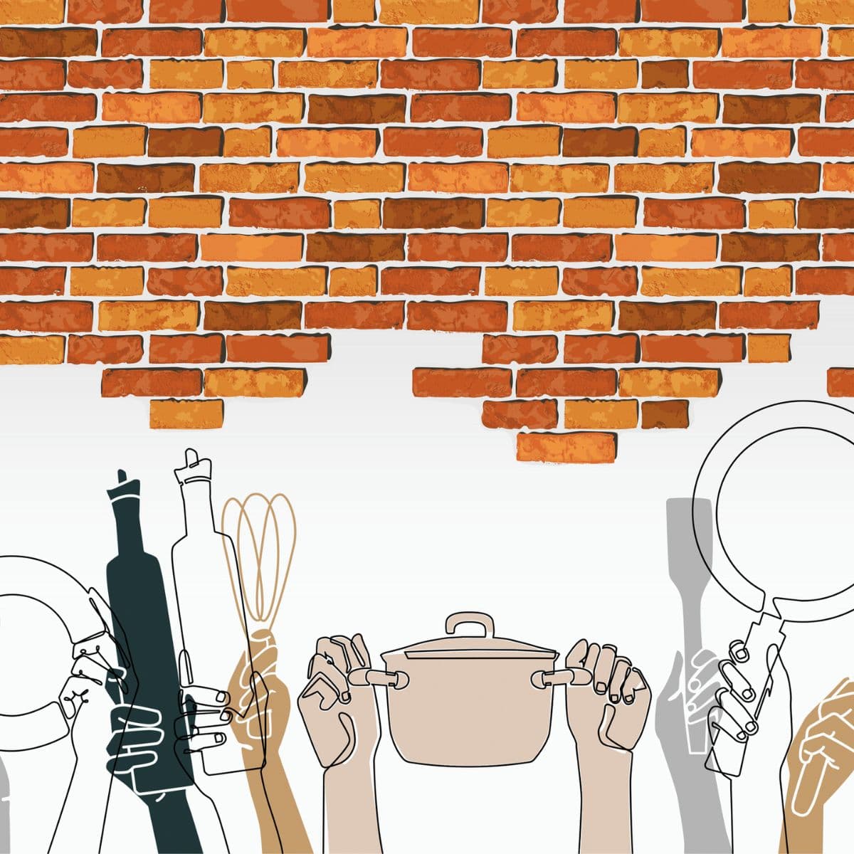 Wallpaper for Restaurant Wall - Brick Wall pattern detail