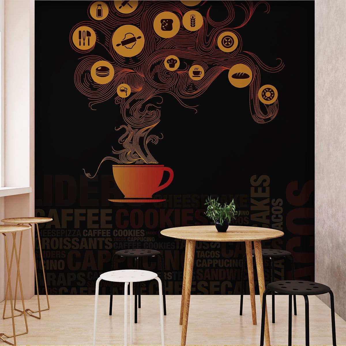 Wallpaper for Café Bar shown in a room