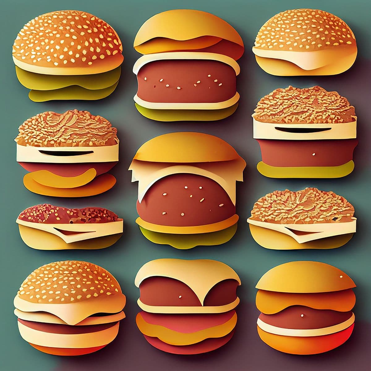 3D Burger Wallpaper for Restaurant pattern detail