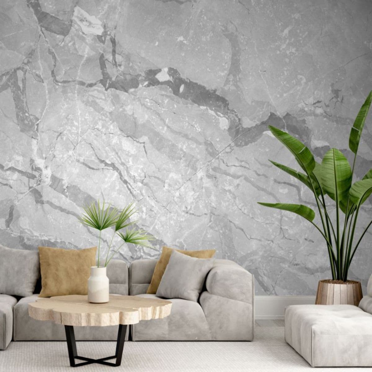 Grey Marble Wallpaper for Wall shown in a room