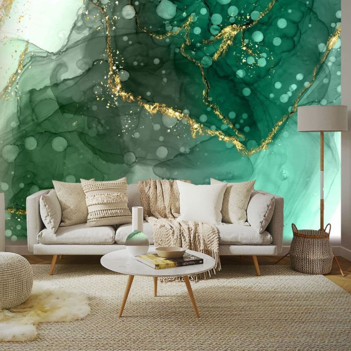 Light Green Marble Wallpaper for Wall shown in a room