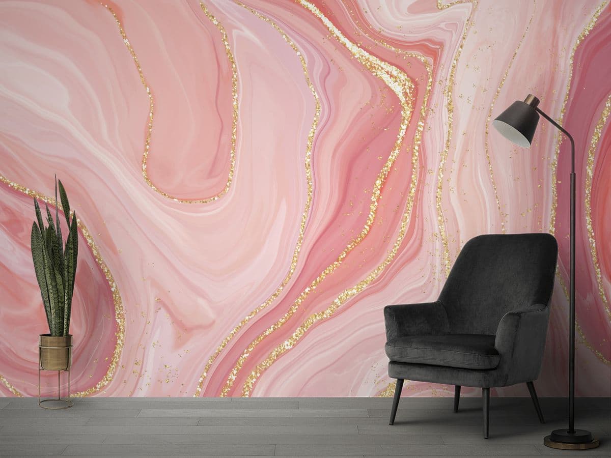 Rose Gold Marble Wallpaper for Wall shown in a room