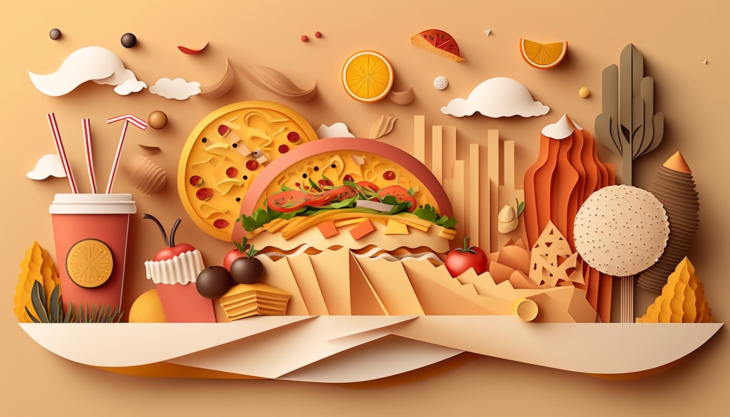 3d Wallpaper of Pizzas for Restaurant pattern detail