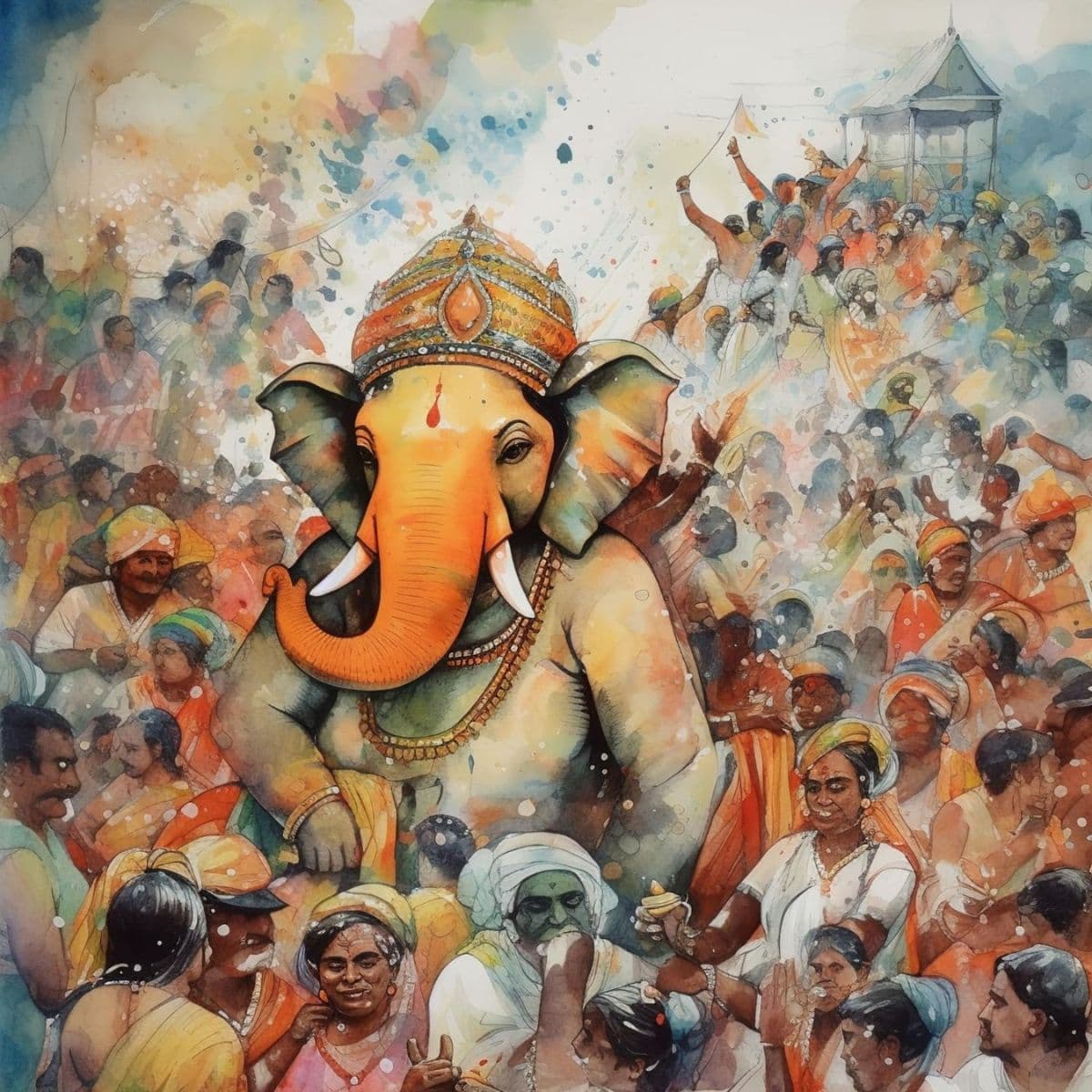 Simple Ganpati Mural Painting Wallpaper pattern detail