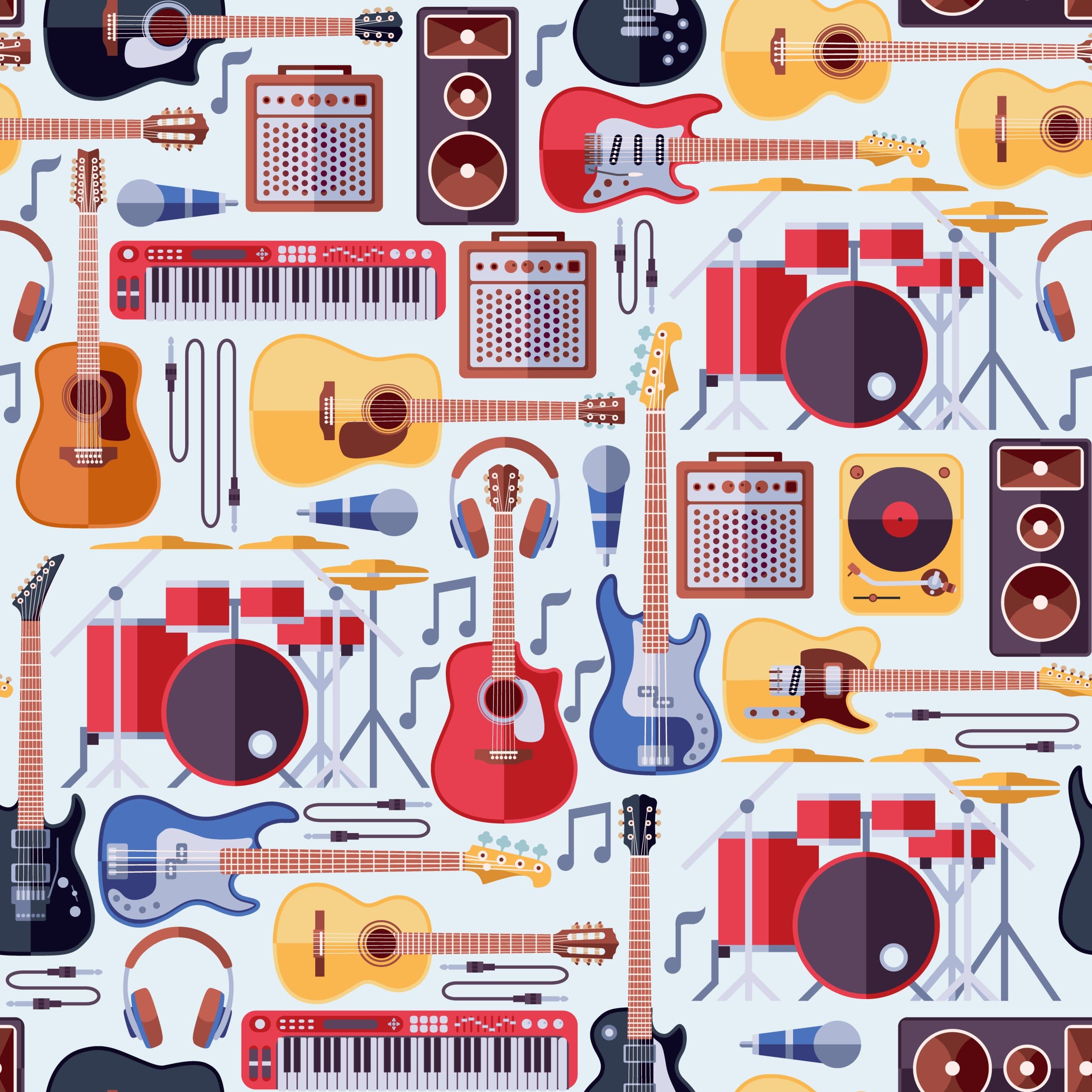 Musical Instruments, Music Themed Wallpaper pattern detail
