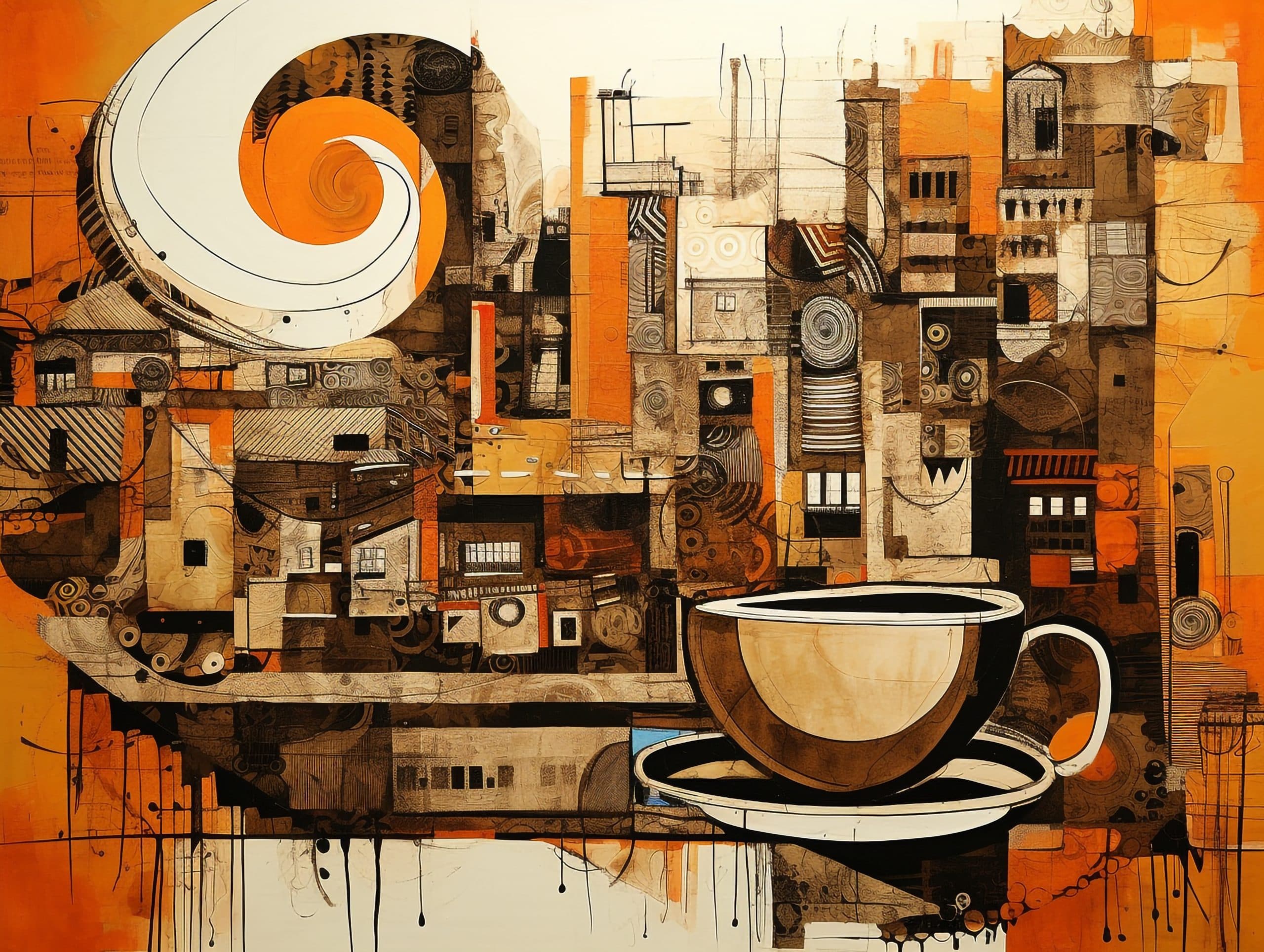 Coffee Shop Vintage Wallpaper Mural pattern detail