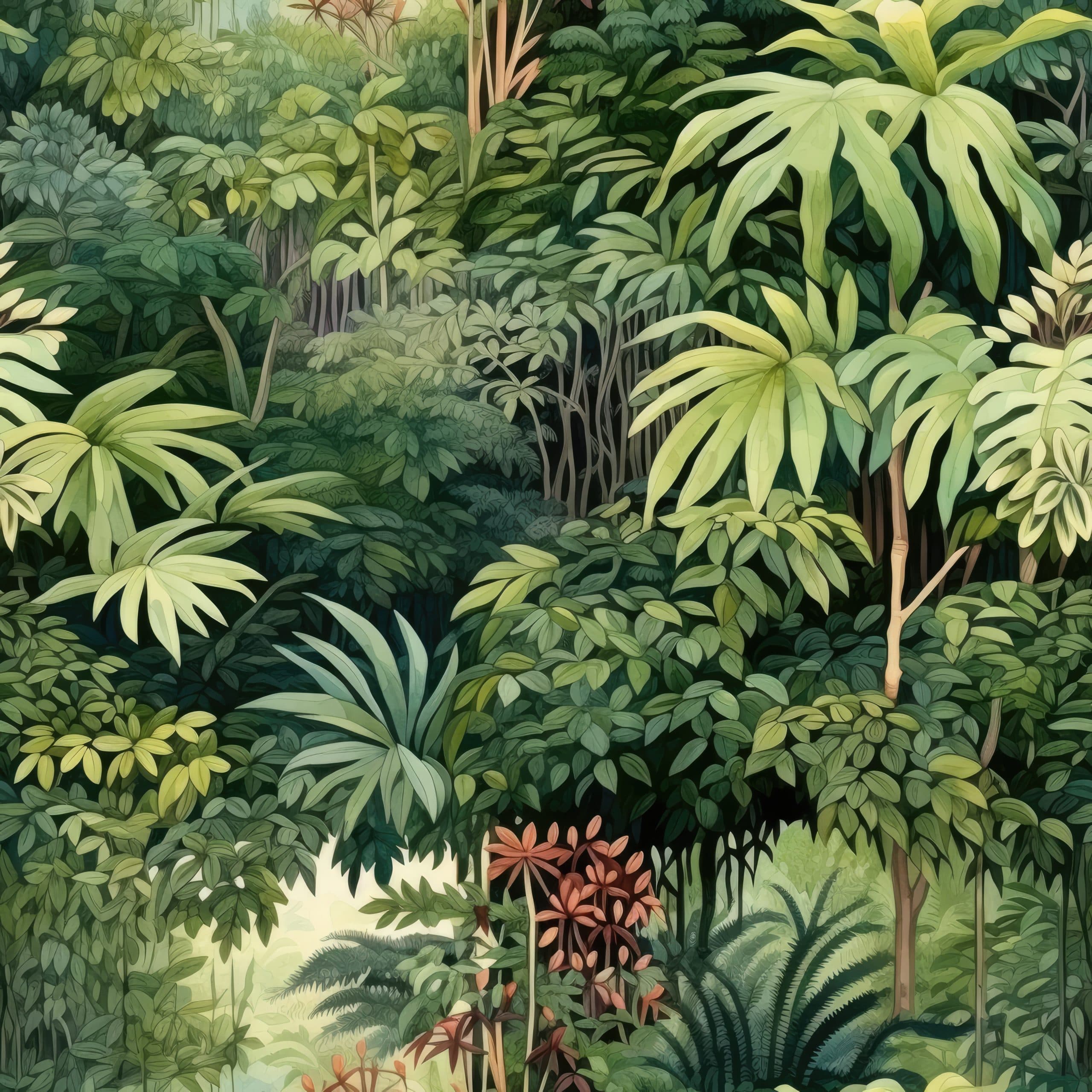 Forest Wallpaper for Bedroom pattern detail