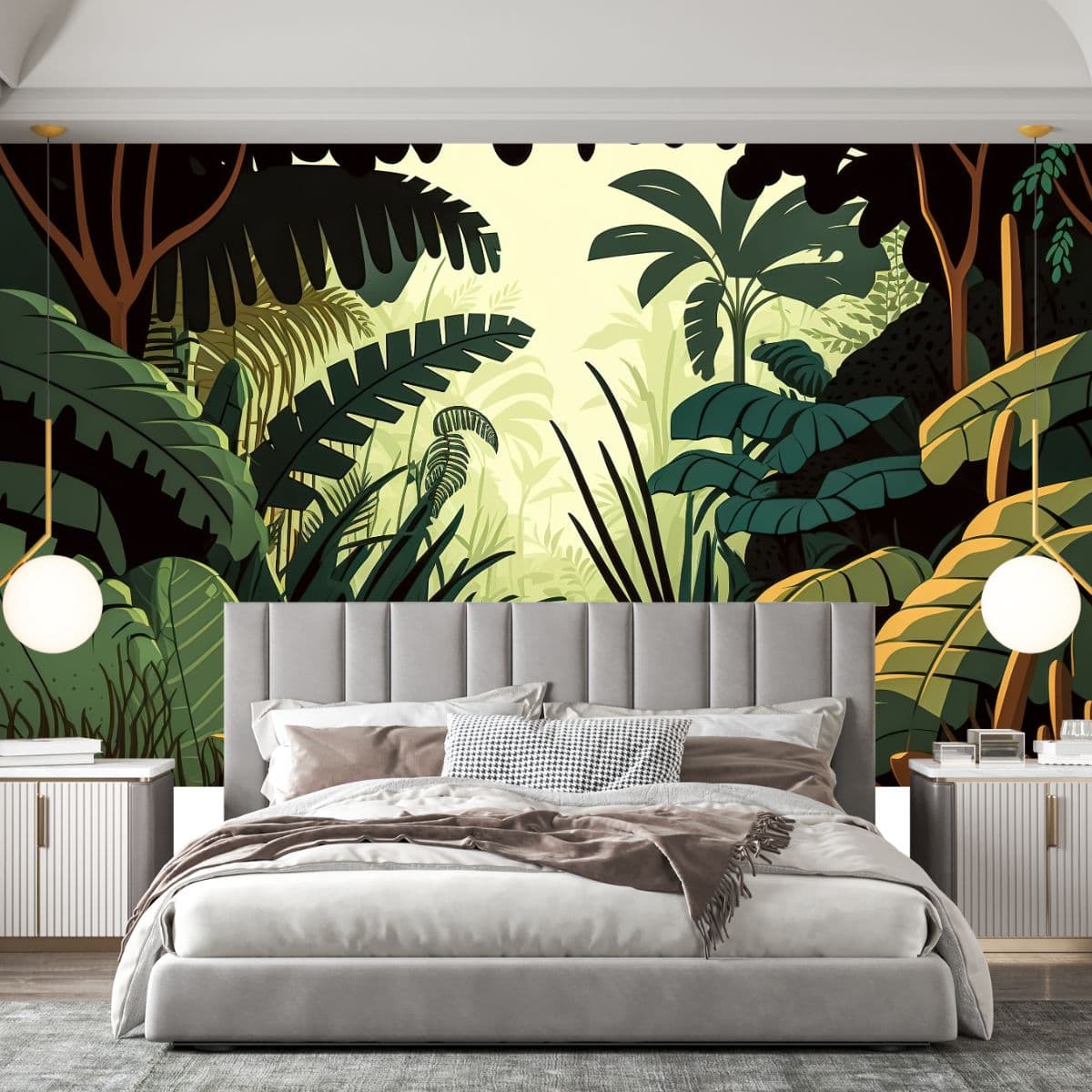 Tropical Forest Wallpaper for Wall - Light Green shown in a room