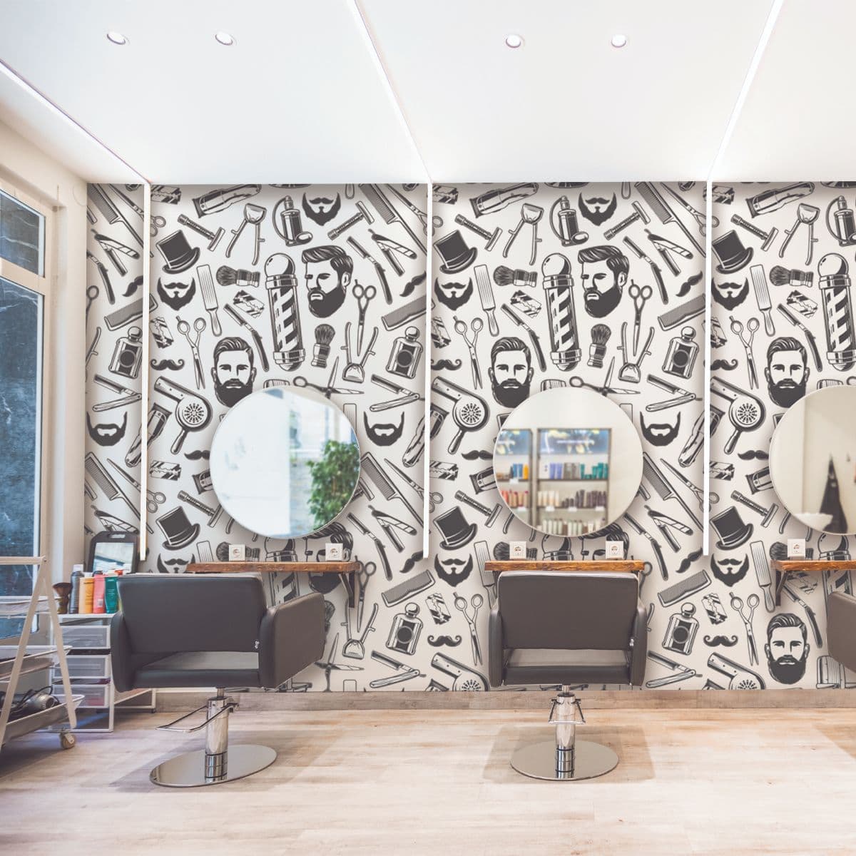 Barber Shop Wallpaper for Walls shown in a room
