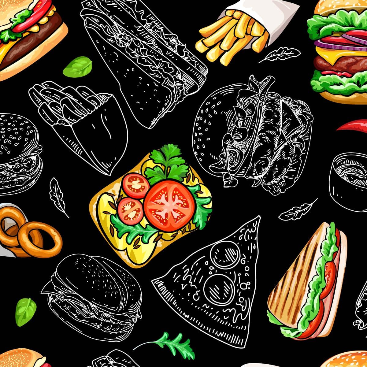 Stylish Cafe and Kitchen Scene wallpaper pattern detail