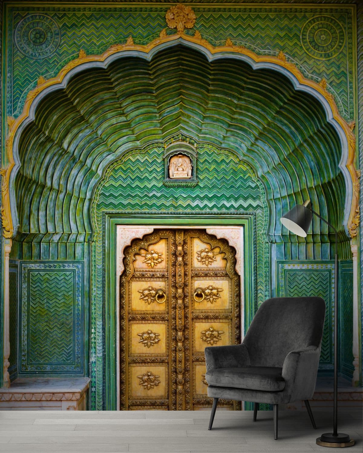 Rajastani Gate Wallpaper for Wall shown in a room