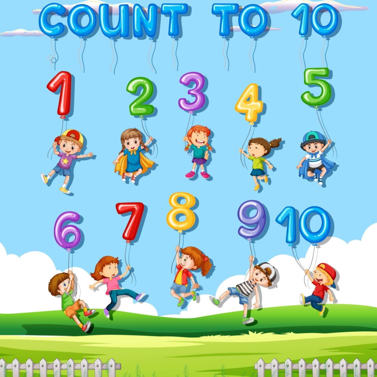 Interactive Counting Theme with Children Artwork Wallpaper pattern detail
