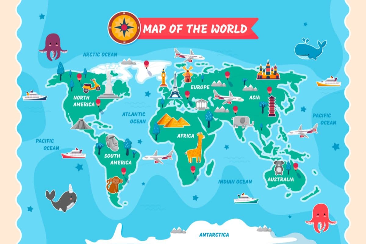 7 Continents Wallpaper for KidsWorld Explorer pattern detail