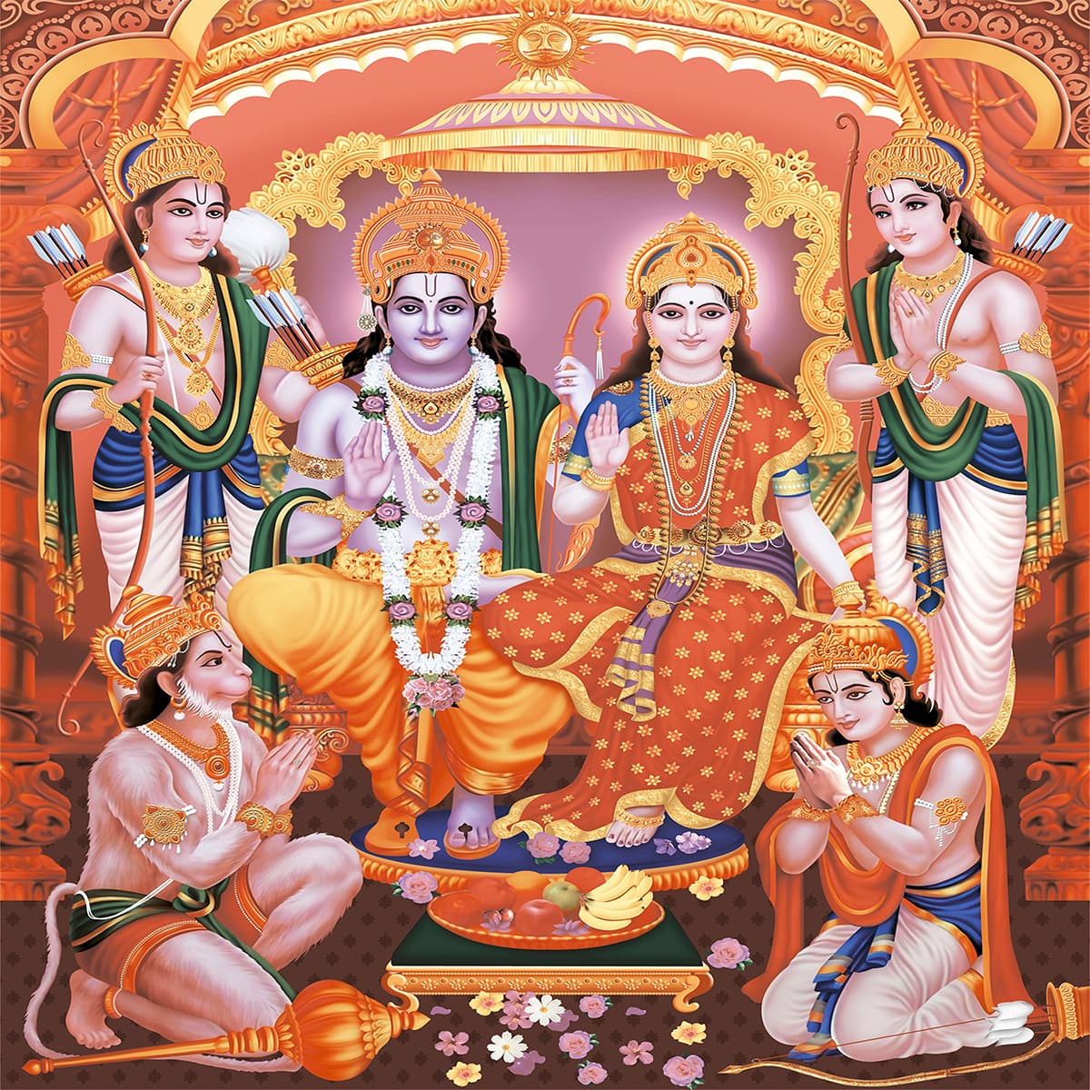 Shri Ram Darbar Wallpaper pattern detail