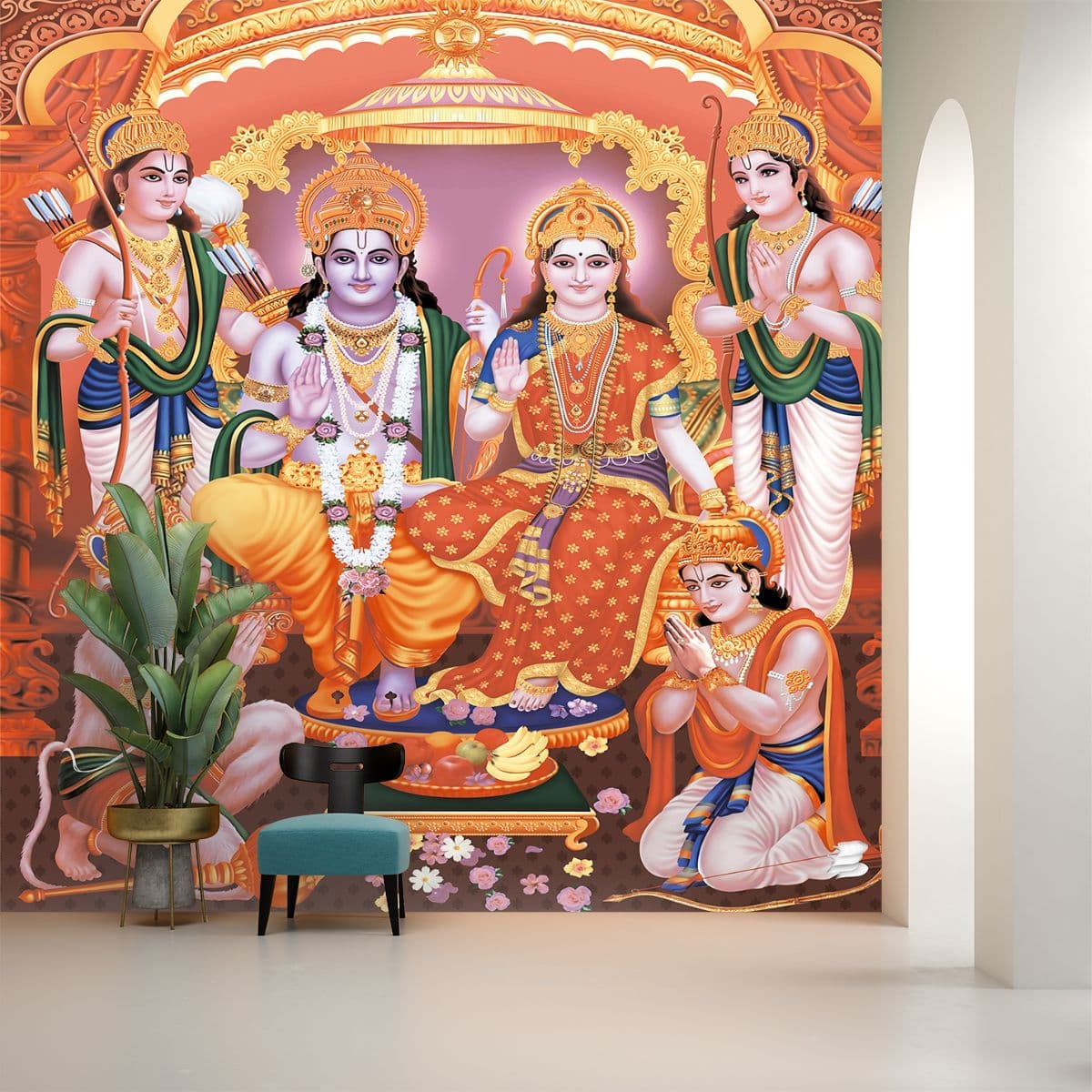 Shri Ram Darbar Wallpaper shown in a room
