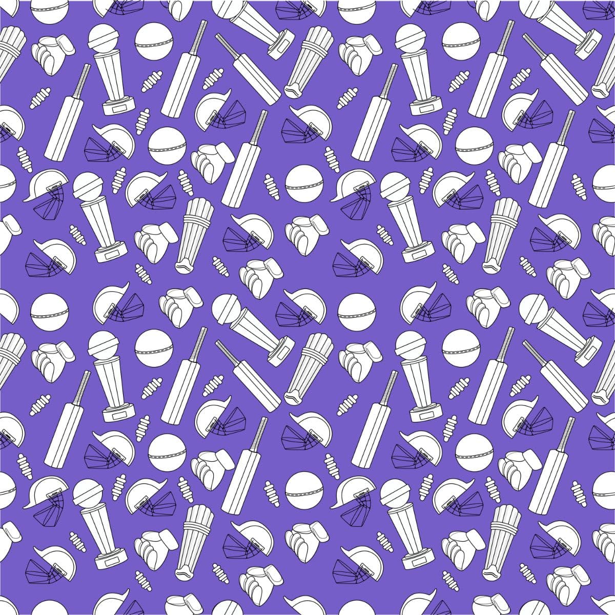 Cricket Kit Equipment Sports Wall Design Wallpaper pattern detail