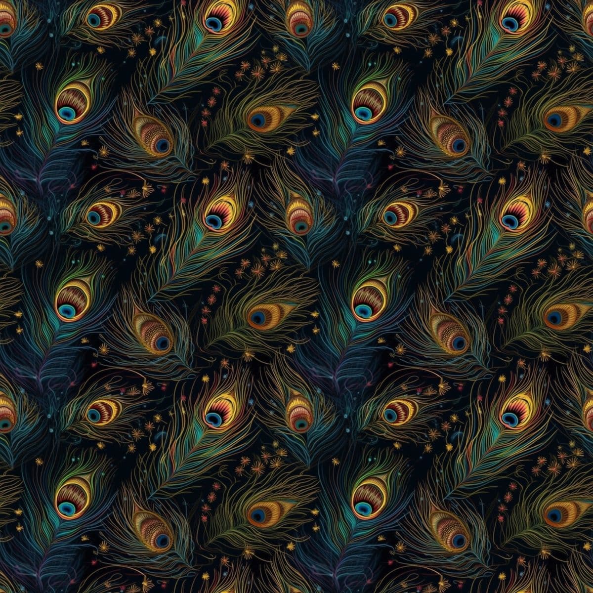 Classic Green and Gold Feather Pattern Wallpaper pattern detail