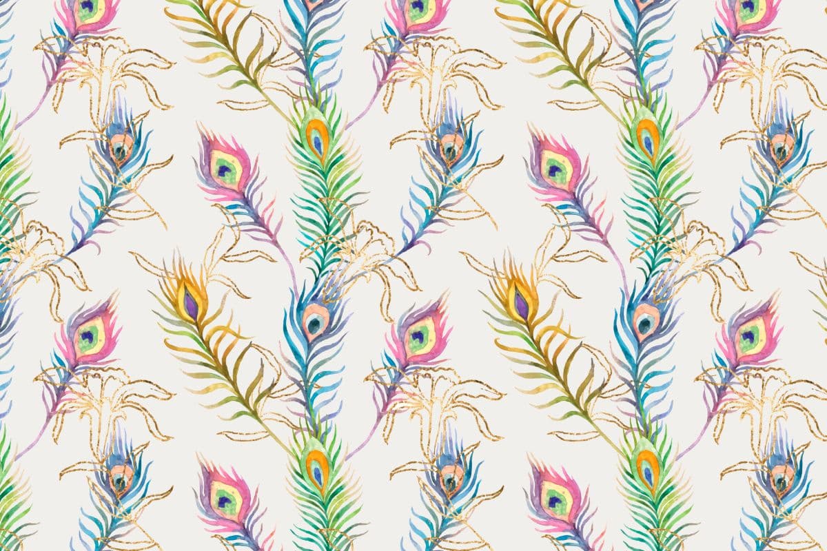 Mor Pankh Colorful Peacock Feathers Wallpaper pattern detail