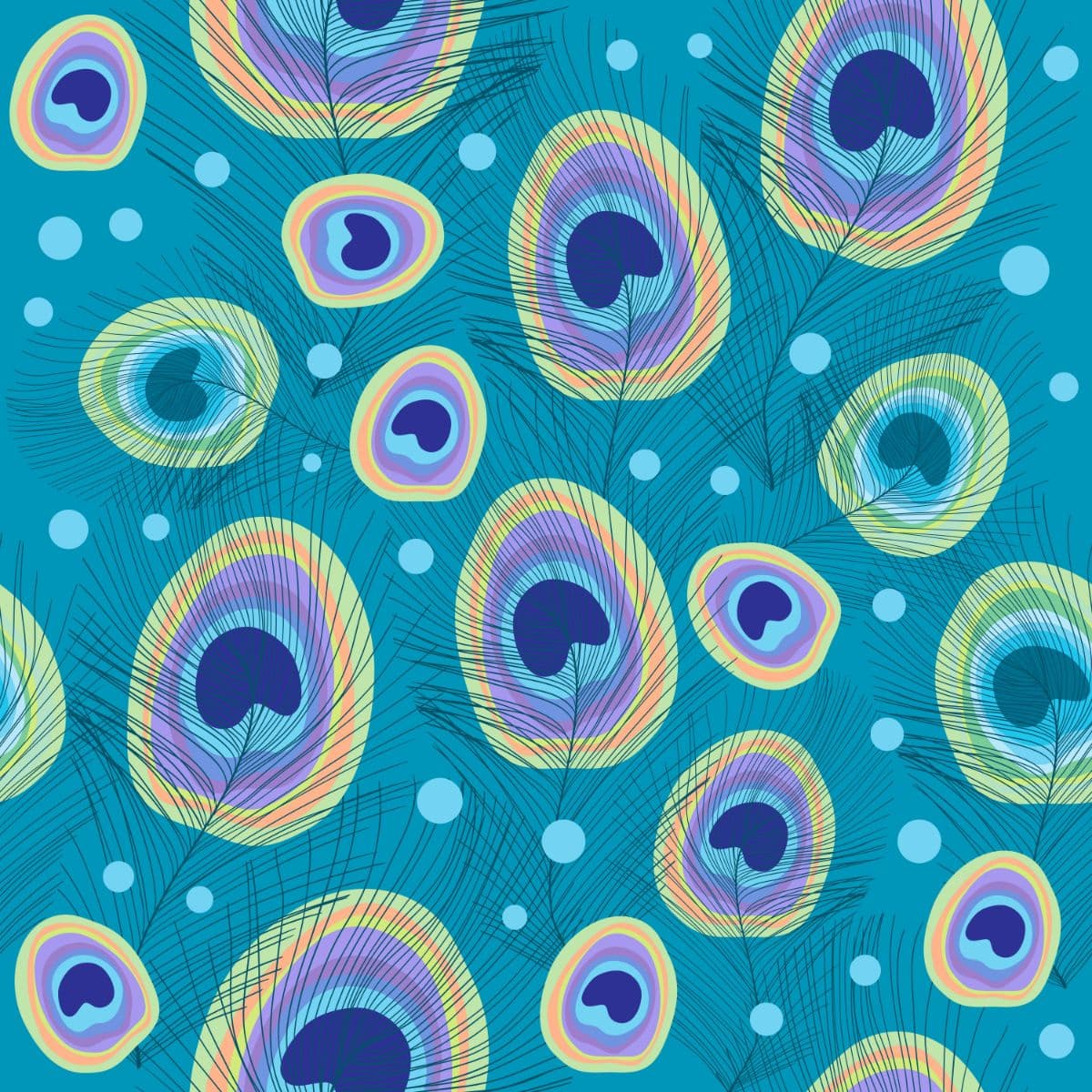 Consistent Peacock Pattern for Harmonious Living Spaces Wallpaper pattern detail