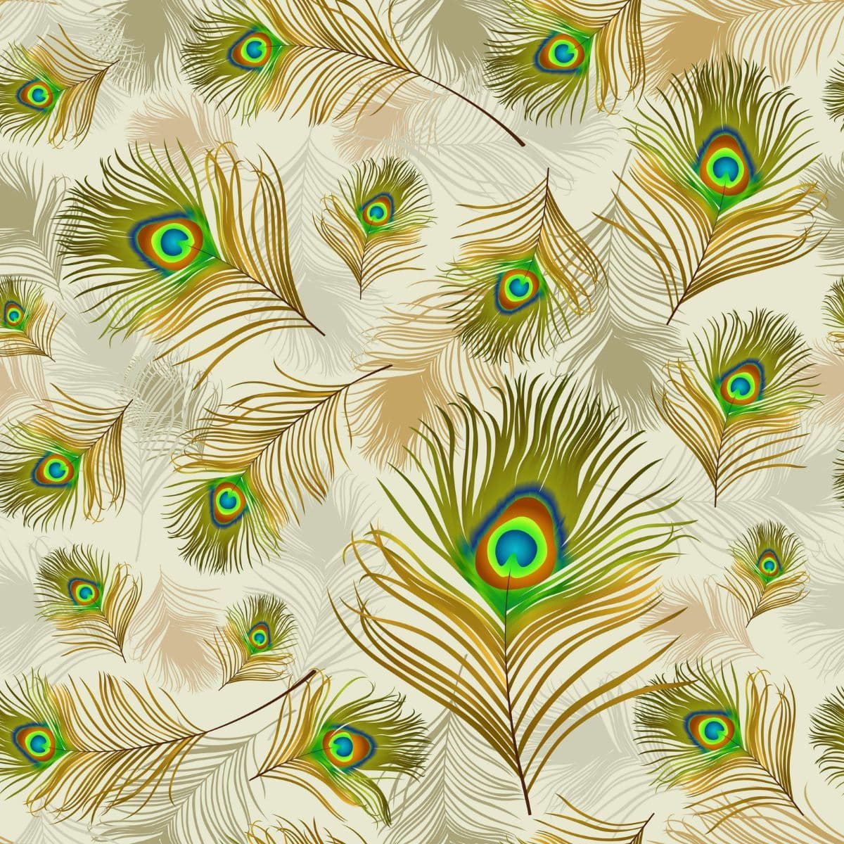 Elegant Peacock Feather Exotic Design Wallpaper pattern detail