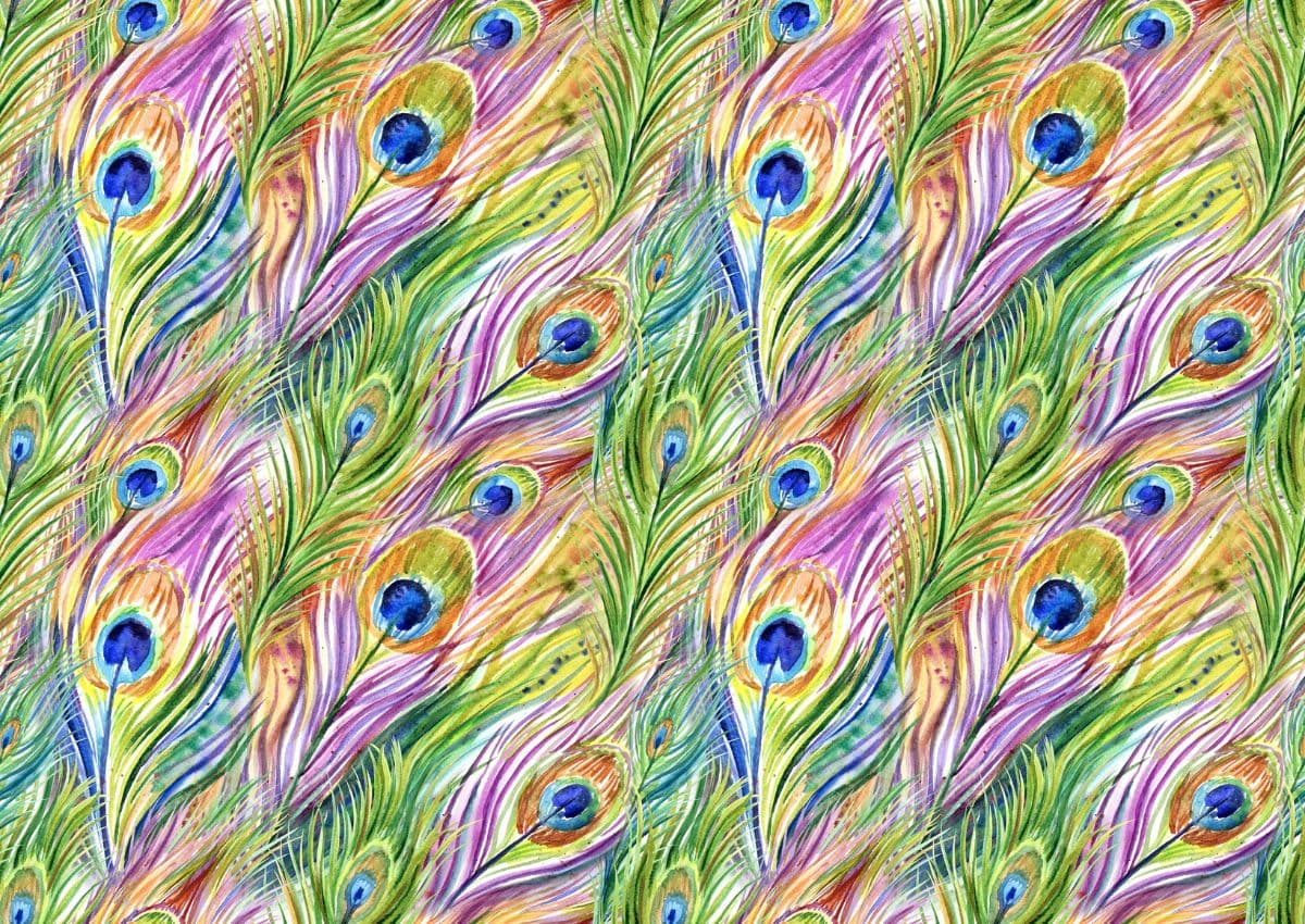 Color-Rich Mor Pankh Design for Bold Interior Styling Wallpaper pattern detail