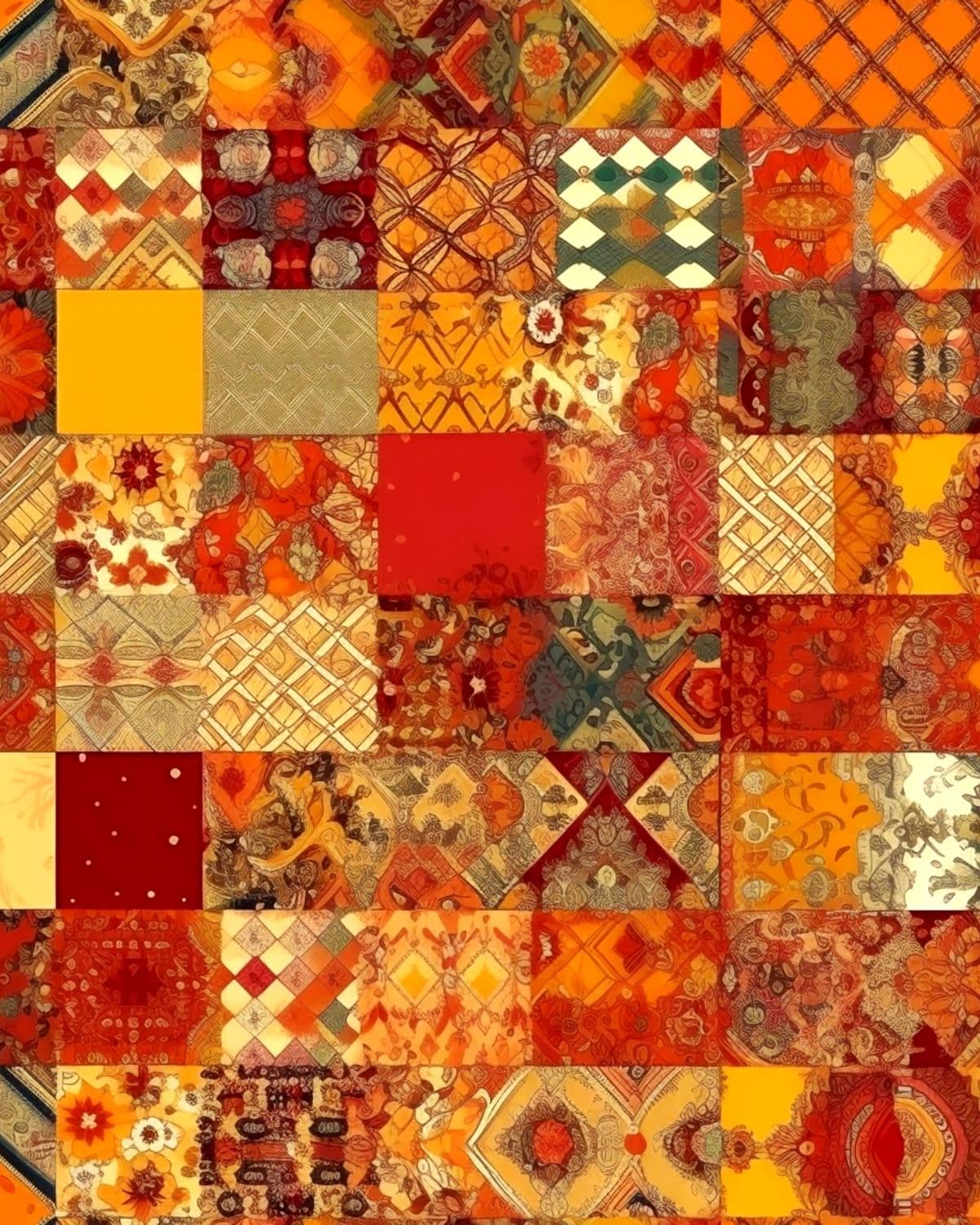 Puratani Patchwork Wallpaper, Rajasthani Ethnic Mural pattern detail
