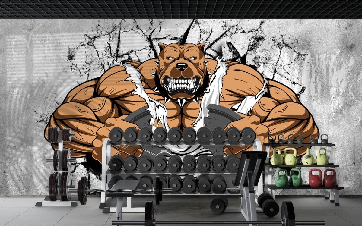 Beast Mode On Motivational Gym Wall Art Design Wallpaper shown in a room