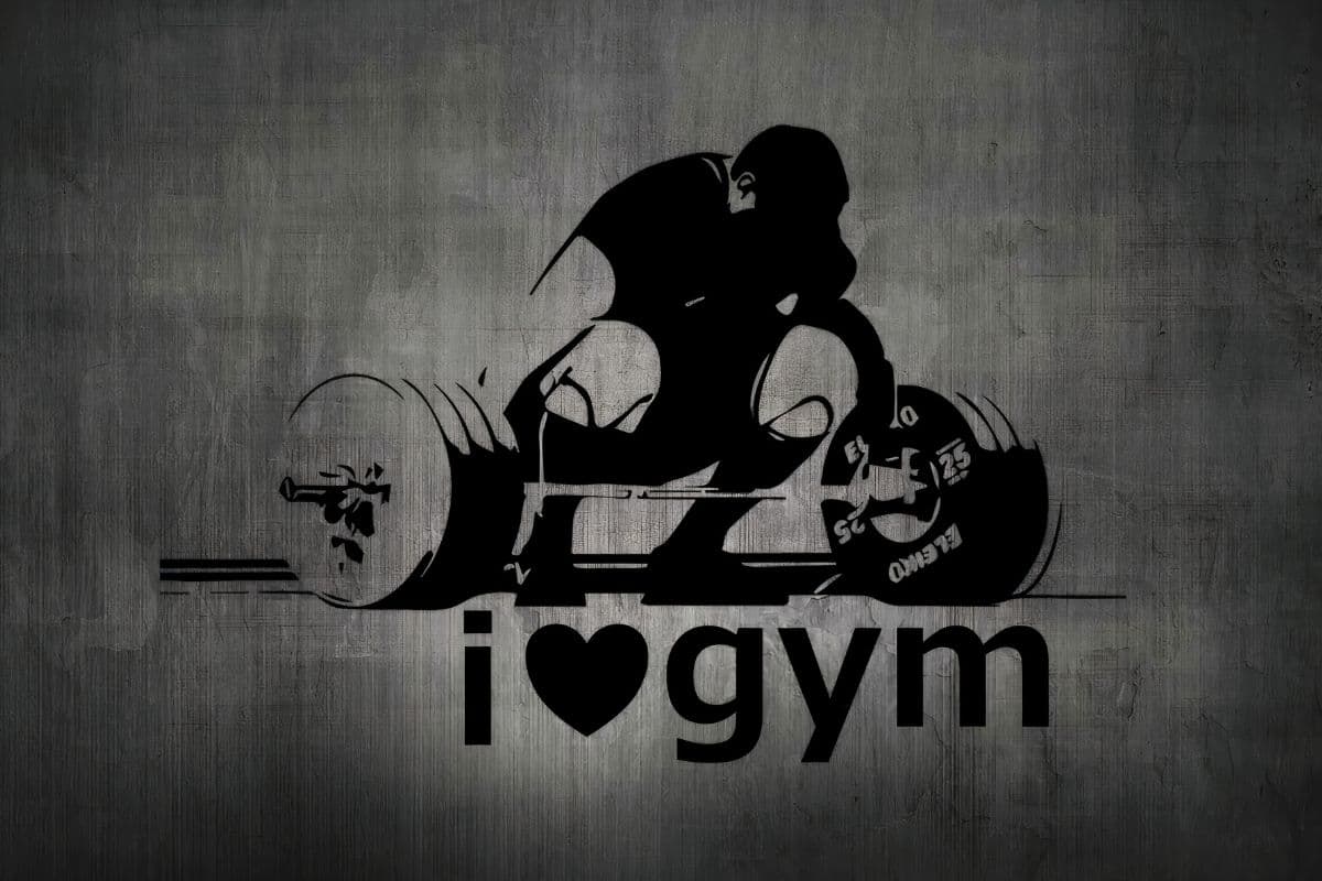 I Love Gym Typography Fitness Theme Wallpaper pattern detail