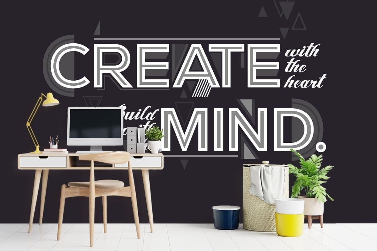 Create With Heart, Wallpaper for Office Wall shown in a room