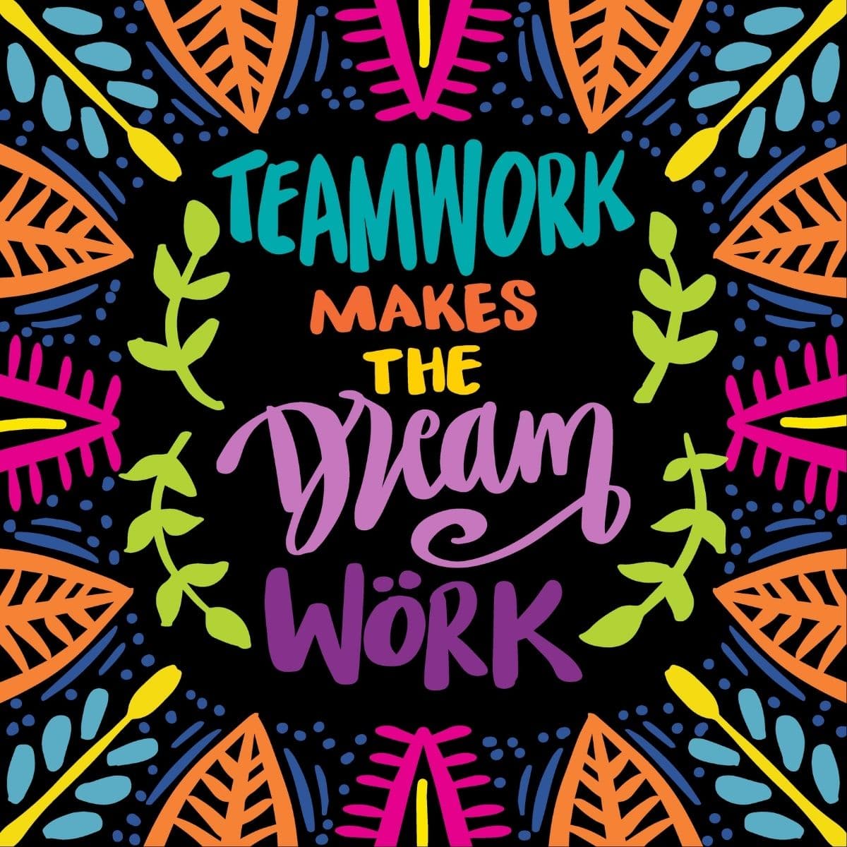 Teamwork Dreamwork, Wallpaper for Office Wall pattern detail