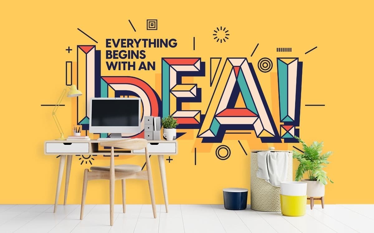 Everything Begins With An Idea, Wallpaper for Office Wall shown in a room