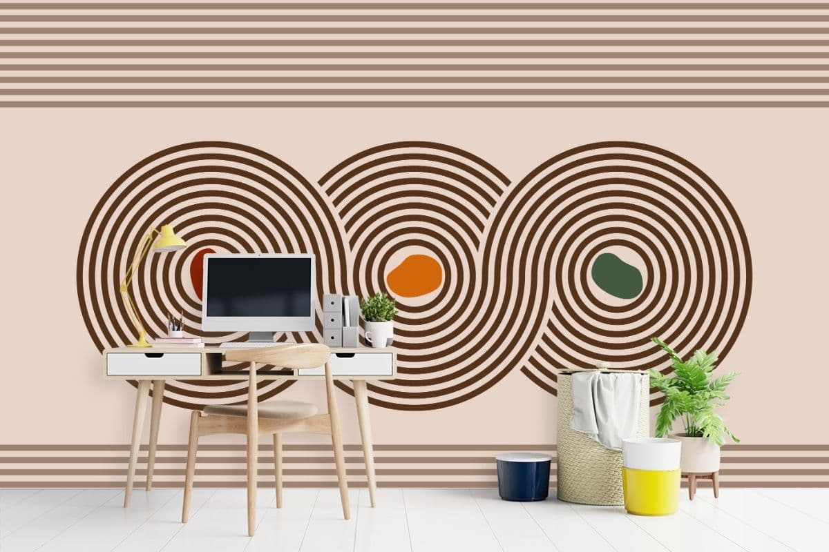 Japanese Zen Infinity Circles, Wallpaper for Office Wall shown in a room