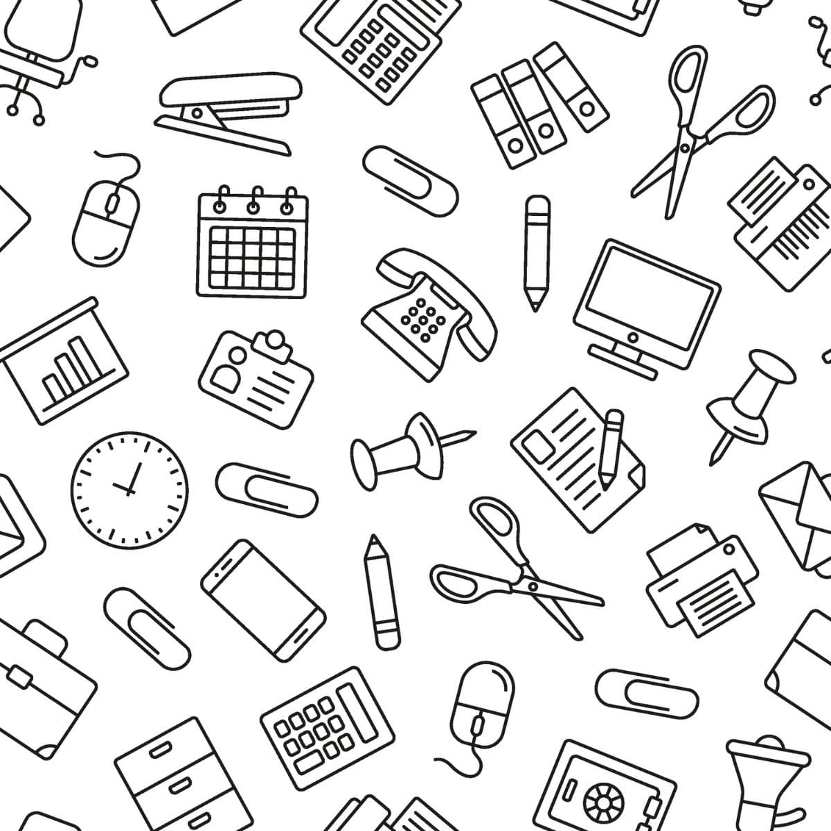 Office Supplies Pattern, Wallpaper for Office Wall pattern detail