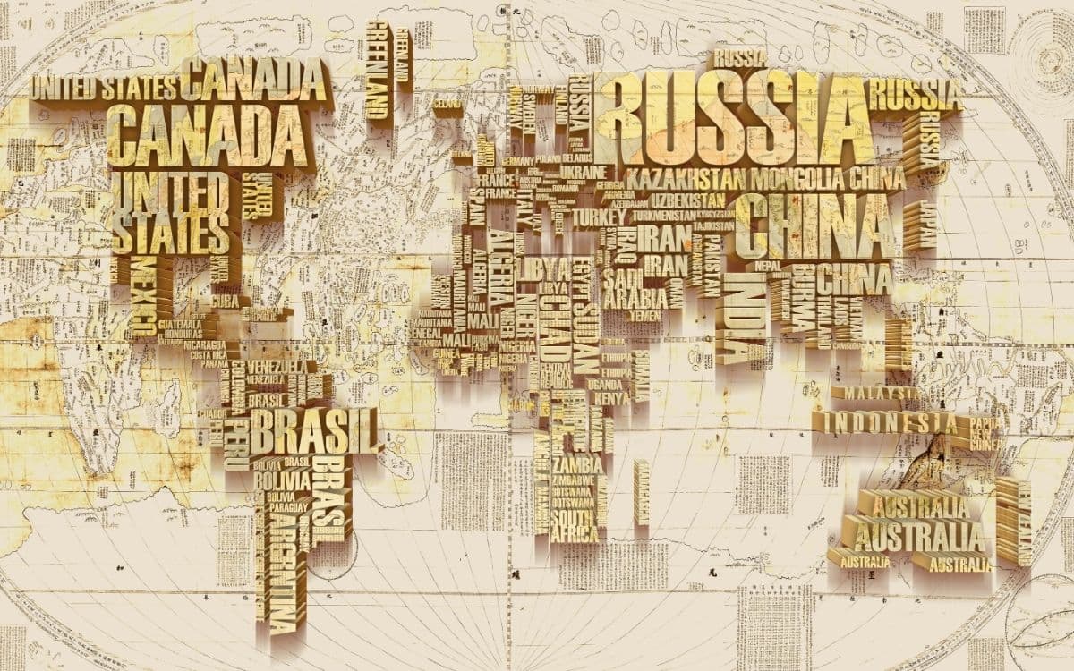 Countries Name World Map, Wallpaper for Office Wall pattern detail
