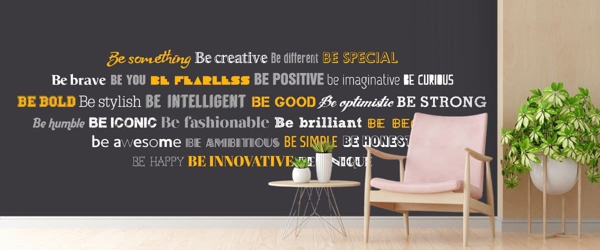 Be Creative Be Different, Wallpaper for Office Wall shown in a room