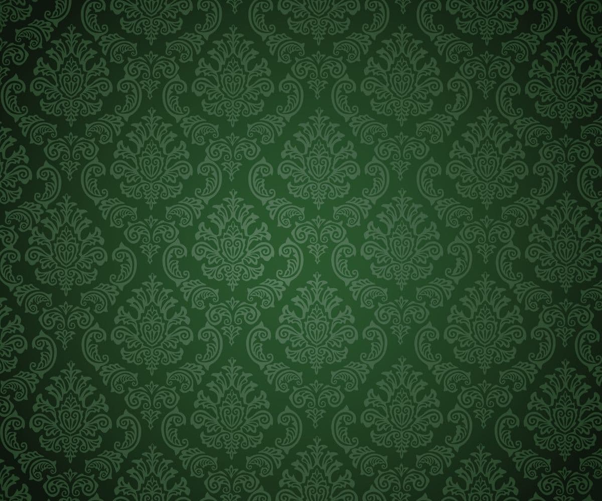 Dark Green Damask Wallpaper Mural pattern detail