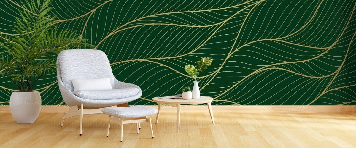 Luxury Golden Emerald Wallpaper for Walls shown in a room