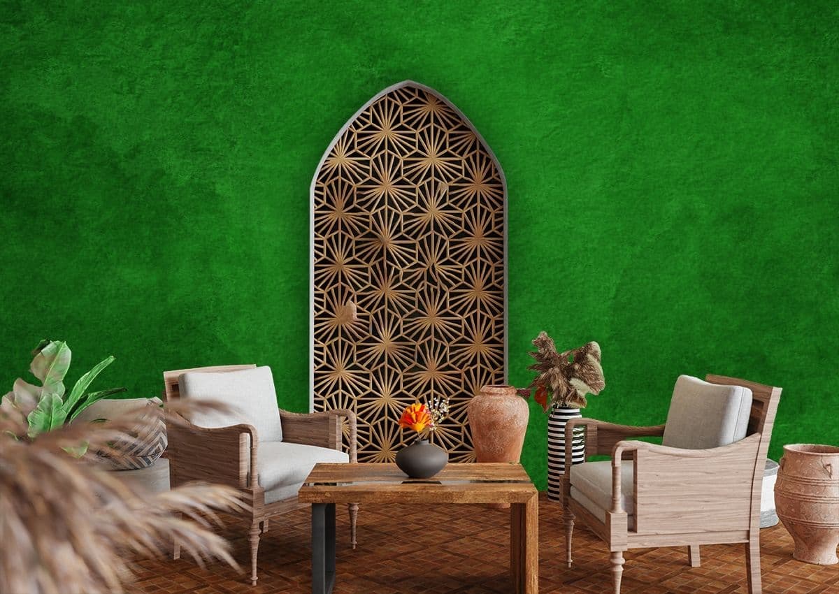 Vintage Texture Green Concrete Wall Grunge Wallpaper for Walls shown in a room