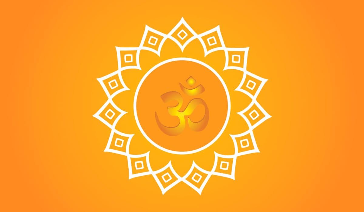 Pooja Room Beautiful Glowing OM Wallpaper pattern detail