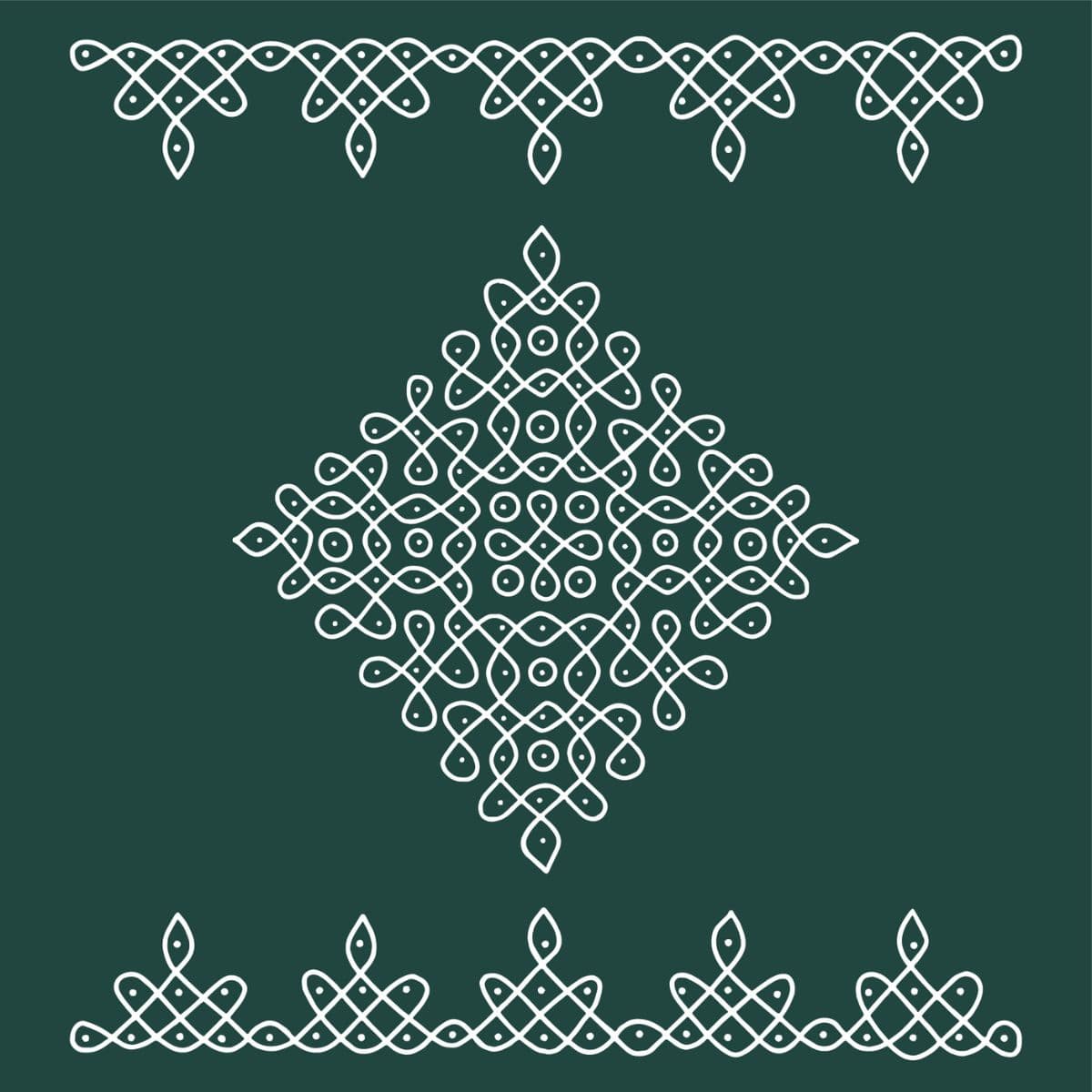 Big Kolam Borders Wallpaper for Pooja Room pattern detail