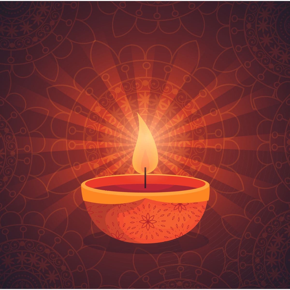 Diwali Diya Style Wallpaper for Pooja Room pattern detail