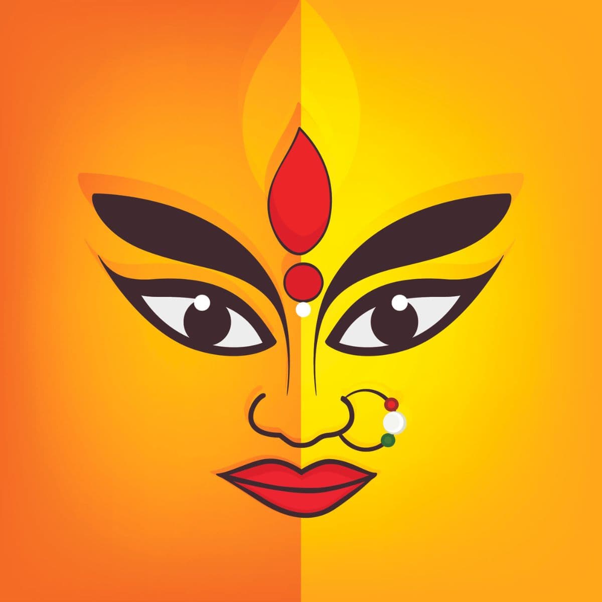 Elegant Maa Durga Face Wallpaper for Pooja Room pattern detail