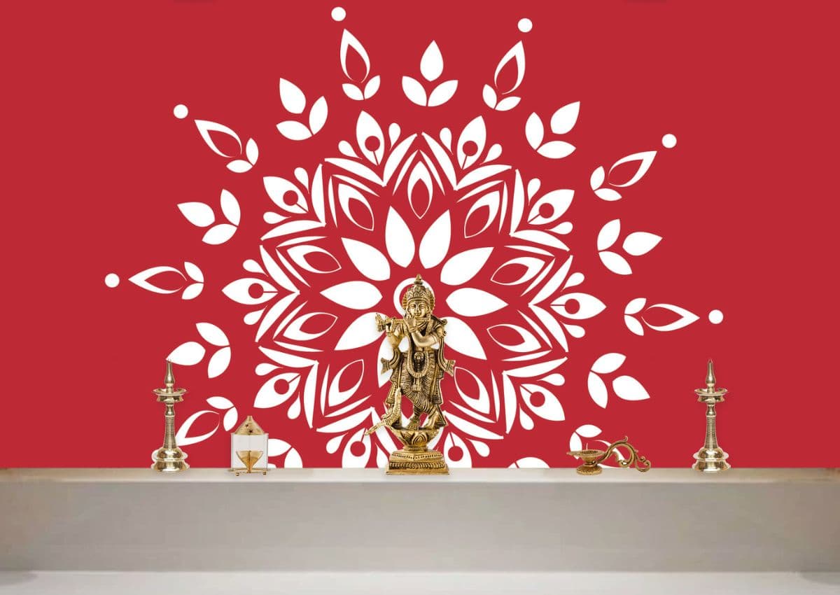 Indian Traditional Wallpaper for Pooja Room shown in a room
