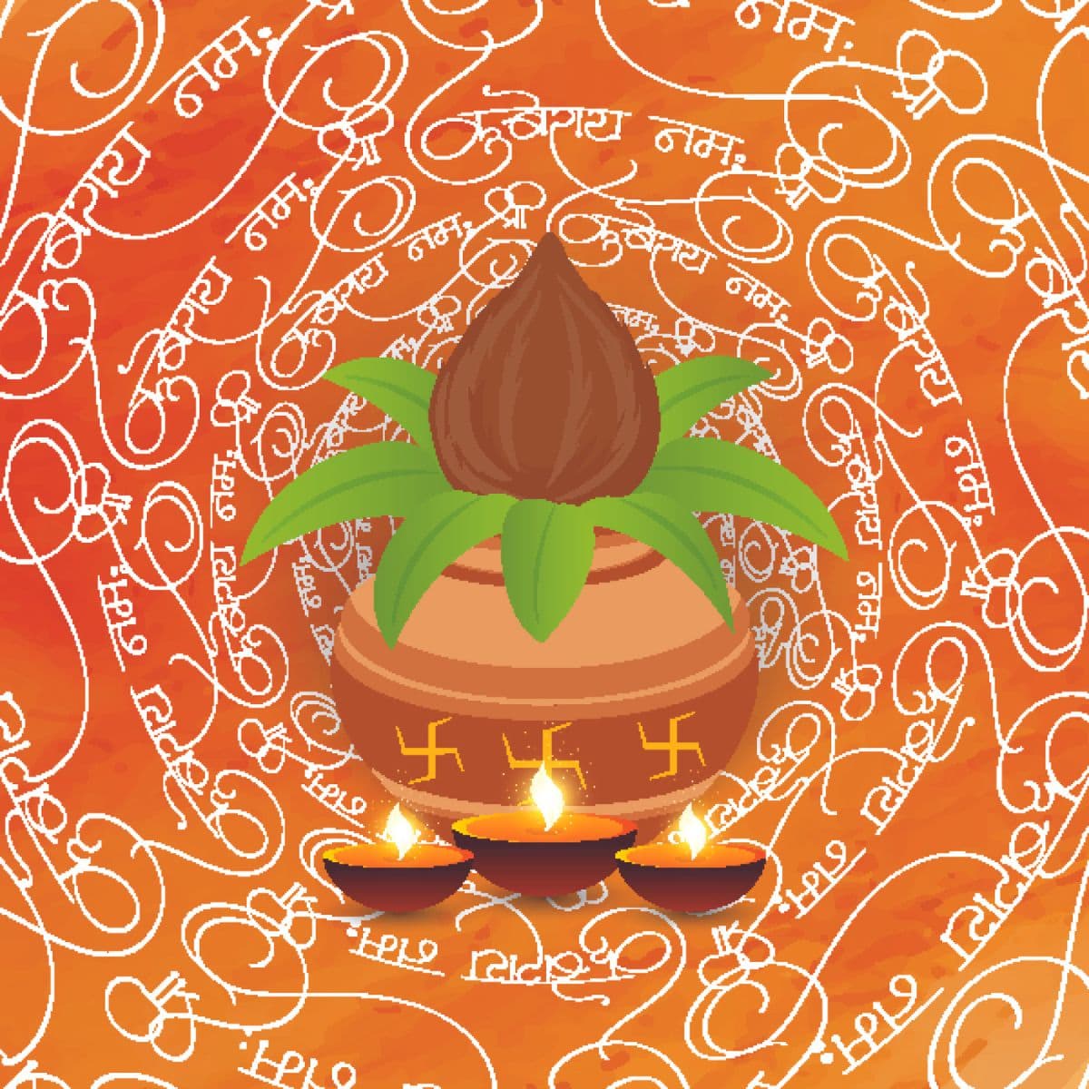Kuberaay Namah Wallpaper for Pooja Room pattern detail