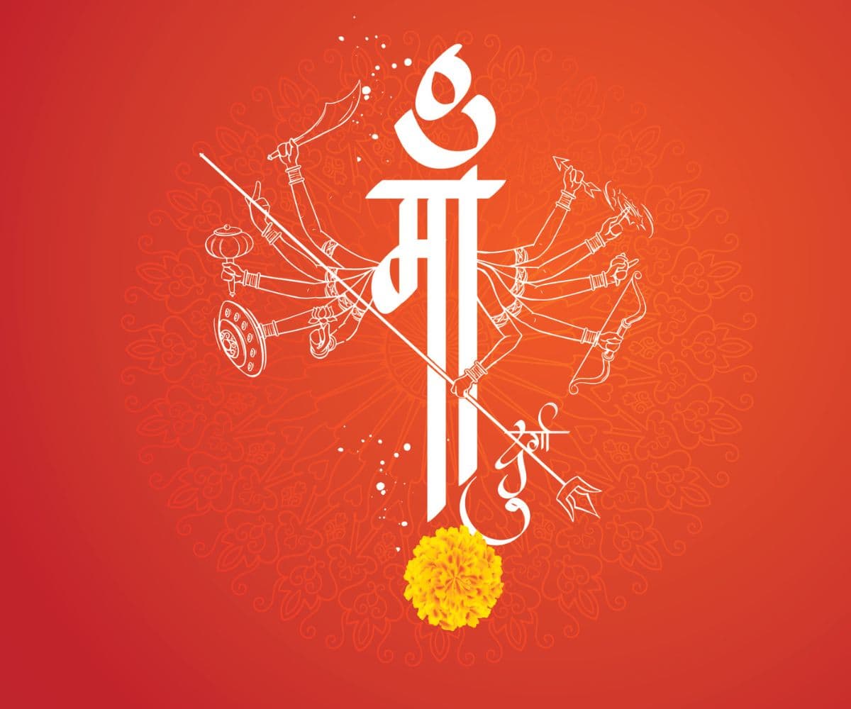 Maa Durga Creative Art Wallpaper for Pooja Room pattern detail
